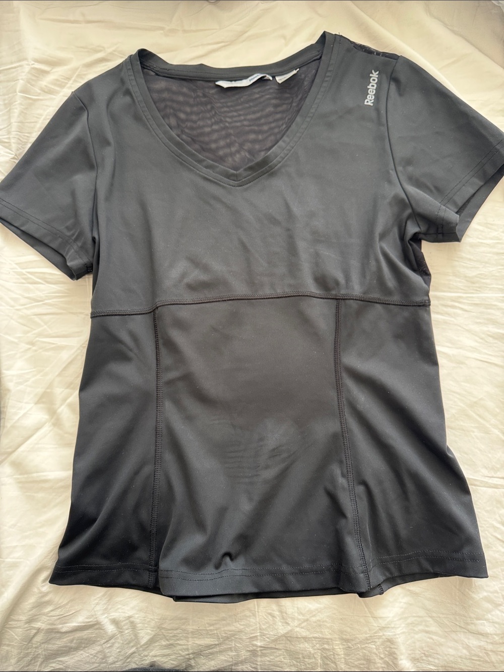 Reebok Black Short Sleeve V-Neck Athletic Tee